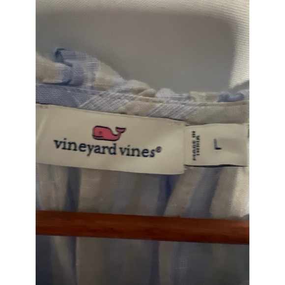 Vineyards vines 100% linen Striped Sleeveless Top with Ruffle Details - Picture 2 of 3